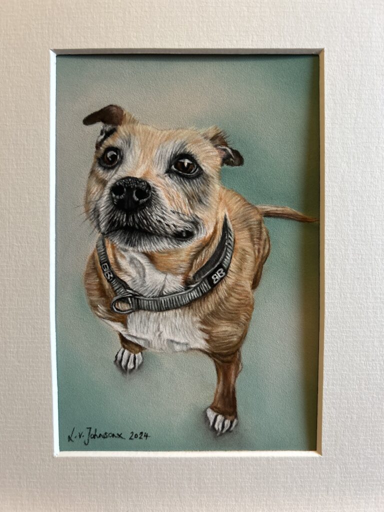 Memorial Portrait of Roxy the Dog by Lucy Johnson