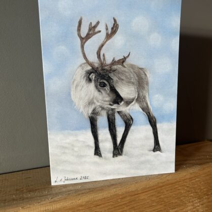 Reindeer Christmas Card by Lucy Victoria Art